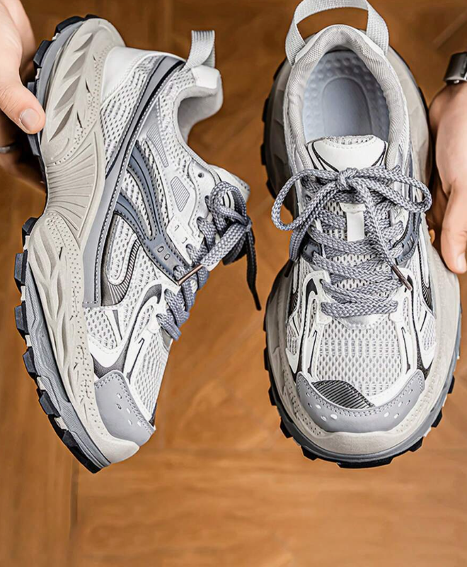 Men's Breathable New Style Mesh Thicker Sole Chunky Sneakers